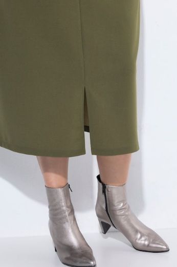 Plus size veliki brojevi Haljina midi 3/4 rukava V izreza s džepovima za punije