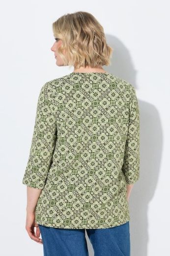 Plus size veliki brojevi Majica 3/4 rukava A kroja V izreza s ukrasnim naborima za punije