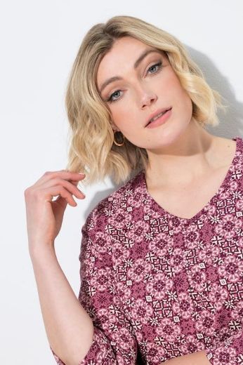Plus size veliki brojevi Majica 3/4 rukava A kroja V izreza s ukrasnim naborima za punije
