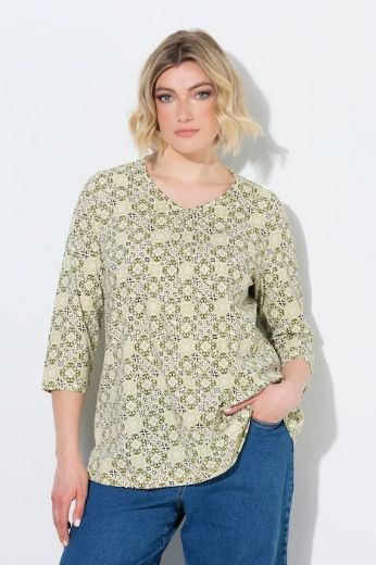 Plus size veliki brojevi Majica 3/4 rukava A kroja V izreza s ukrasnim naborima za punije