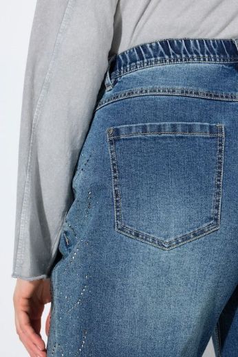 Plus size veliki brojevi Traperice vrlo širokih nogavica s ukrasnim kamenčićima za punije