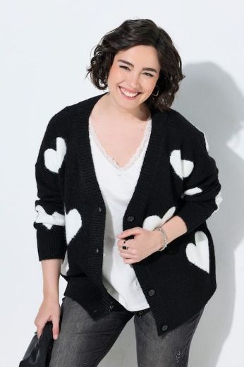 Plus size veliki brojevi Kardigan dugih rukava širokog kroja V izreza s motivom srca za punije