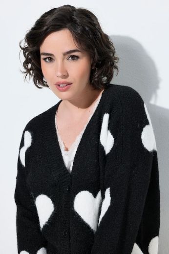 Plus size veliki brojevi Kardigan dugih rukava širokog kroja V izreza s motivom srca za punije