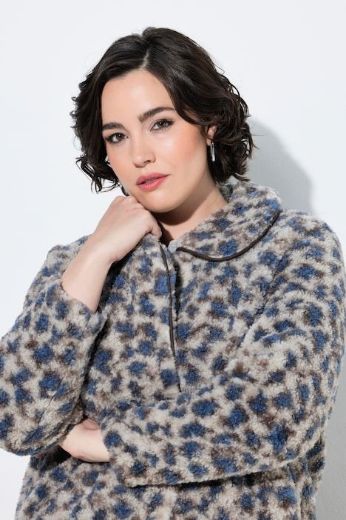 Plus size veliki brojevi Jakna dugih rukava s kragnom i leopard uzorkom za punije
