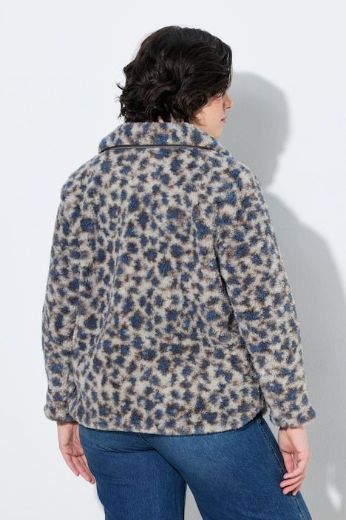 Plus size veliki brojevi Jakna dugih rukava s kragnom i leopard uzorkom za punije