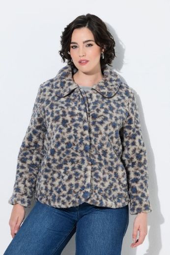Plus size veliki brojevi Jakna dugih rukava s kragnom i leopard uzorkom za punije