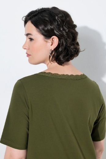 Plus size veliki brojevi Majica kratkih rukava V izreza s čipkastim obrubom za punije