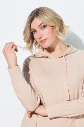 Plus size veliki brojevi Pletena midi haljina dugih rukava s kapuljačom za punije