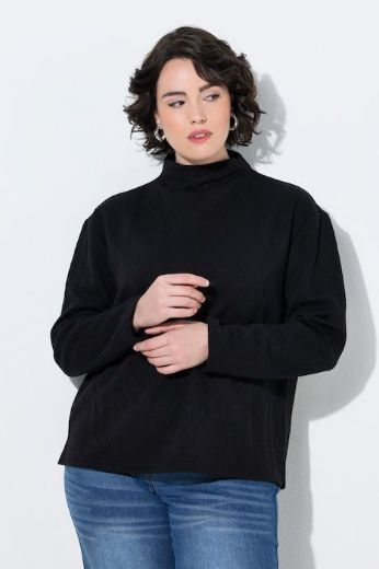 Plus size veliki brojevi Majica dugih rukava s povišenim ovratnikom i pletenim uzorkom za punije