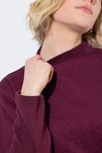 Plus size veliki brojevi Majica dugih rukava s povišenim ovratnikom i pletenim uzorkom za punije