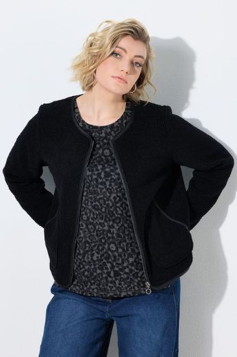 Plus size veliki brojevi jakna dugih rukava okruglog izreza s patentnim zatvaračem za punije