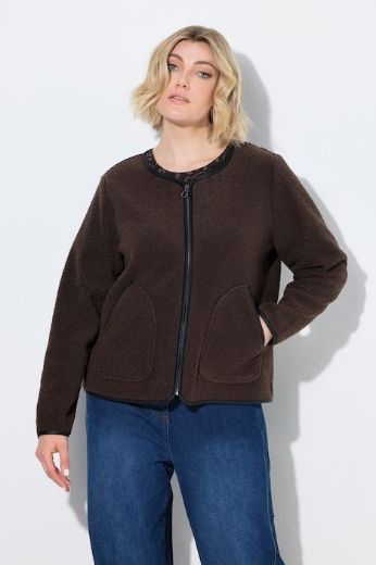 Plus size veliki brojevi jakna dugih rukava okruglog izreza s patentnim zatvaračem za punije