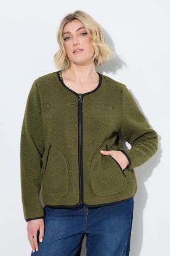 Plus size veliki brojevi jakna dugih rukava okruglog izreza s patentnim zatvaračem za punije