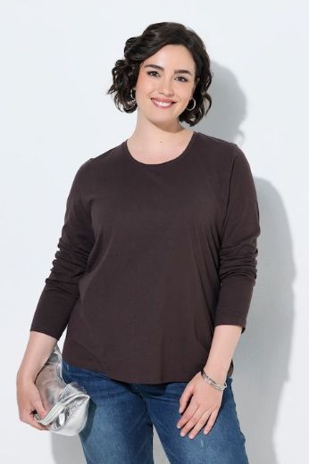 Plus size veliki brojevi Majica dugih rukava okruglog izreza s natpisom na leđima za punije