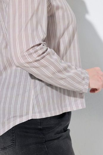 Plus size veliki brojevi Košulja dugih rukava na tanke pruge s kragnom za punije