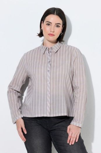 Plus size veliki brojevi Košulja dugih rukava na tanke pruge s kragnom za punije