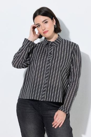 Plus size veliki brojevi Košulja dugih rukava na tanke pruge s kragnom za punije