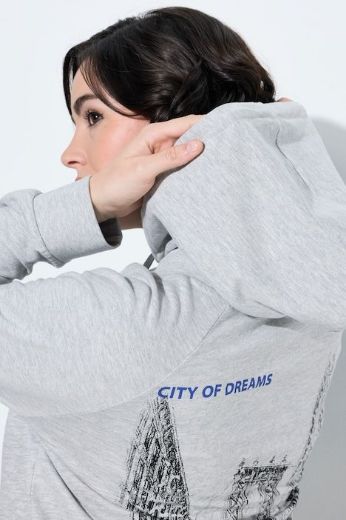 Plus size veliki brojevi Majica dugih rukava s kapuljačom i printom na leđima za punije