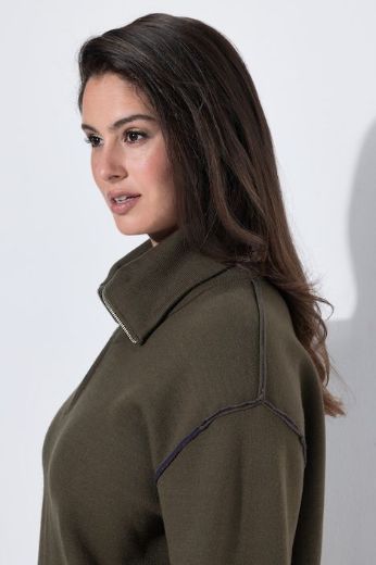 Plus size veliki brojevi Pulover dugih rukava s povišenim ovratnikom i patentnim zatvaračem za punije
