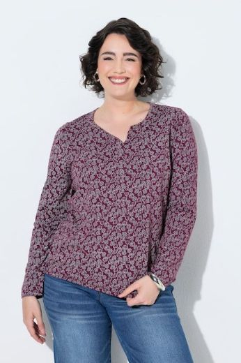 Plus size veliki brojevi Majica dugih rukava okruglog izreza s cvjetnim uzorkom i elastičnim rubom za punije