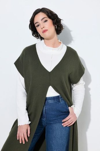Plus size veliki brojevi  Prsluk dugi pleteni A kroja V izreza za punije