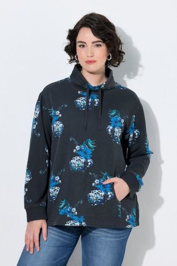 Plus size veliki brojevi Majica dugih rukava A kroja s povišenim ovratnikom i cvjetnim uzorkom za punije