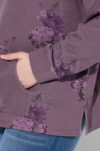 Plus size veliki brojevi Majica dugih rukava A kroja s povišenim ovratnikom i cvjetnim uzorkom za punije