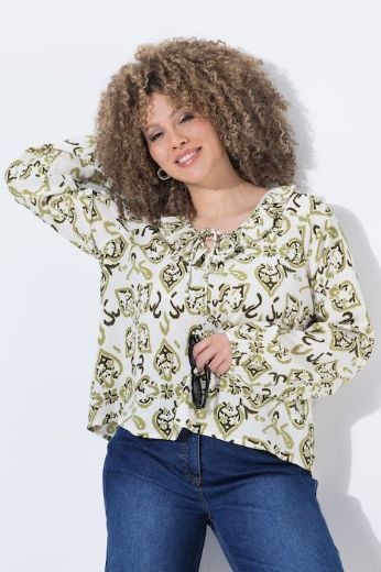 Plus size veliki brojevi Bluza dugih rukava A kroja V izreza s volanom za punije