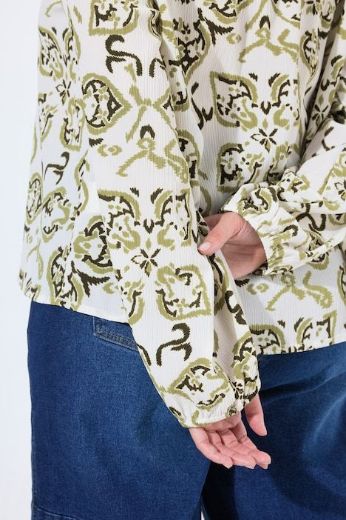 Plus size veliki brojevi Bluza dugih rukava A kroja V izreza s volanom za punije