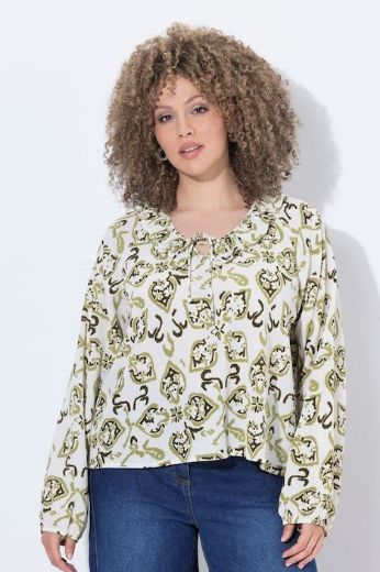Plus size veliki brojevi Bluza dugih rukava A kroja V izreza s volanom za punije