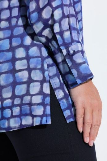 Plus size veliki brojevi Bluza dugih rukava od satena karirana za punije