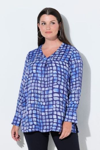Plus size veliki brojevi Bluza dugih rukava od satena karirana za punije