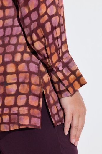 Plus size veliki brojevi Bluza dugih rukava od satena karirana za punije