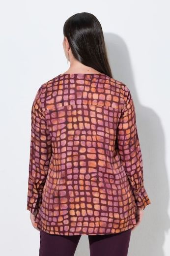 Plus size veliki brojevi Bluza dugih rukava od satena karirana za punije