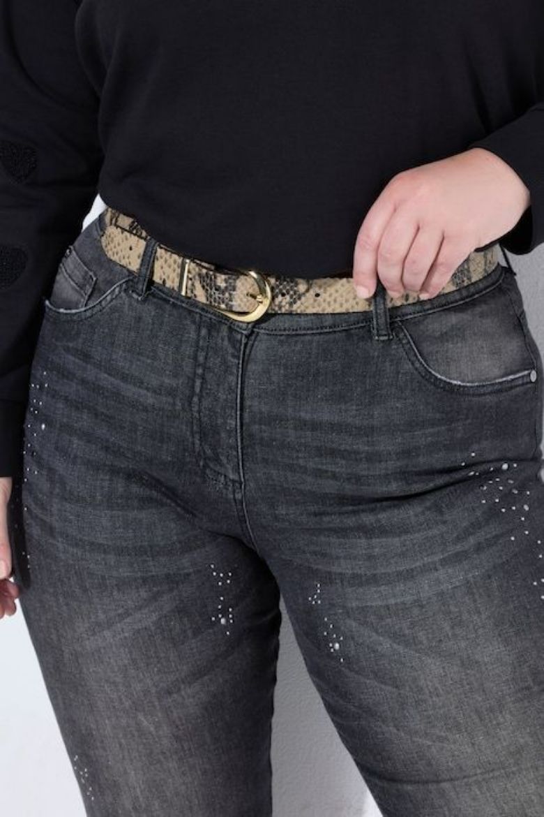 Plus size veliki brojevi Remen s uzorkom zmijske kože i zlatnom kopčom za punije
