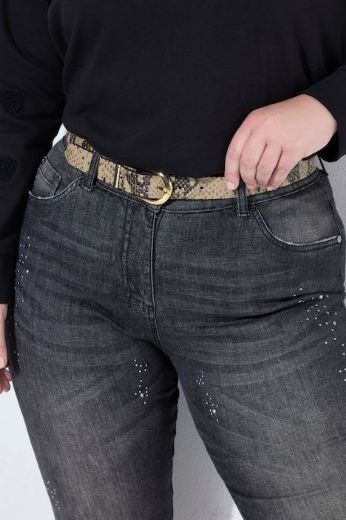 Plus size veliki brojevi Remen s uzorkom zmijske kože i zlatnom kopčom za punije