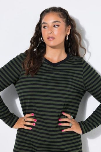 Plus size veliki brojevi Haljina dugih rukava s prugama za punije