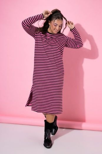 Plus size veliki brojevi Haljina dugih rukava s prugama za punije