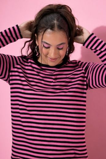 Plus size veliki brojevi Haljina dugih rukava s prugama za punije