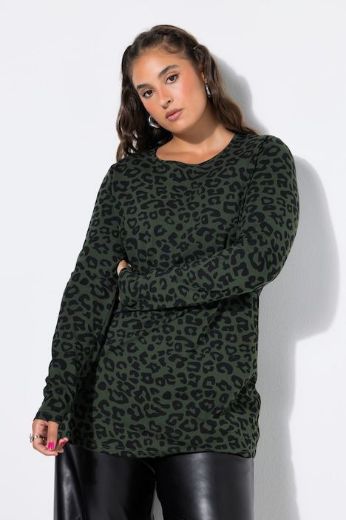 Plus size veliki brojevi Majica dugih rukava s leopard printom za punije