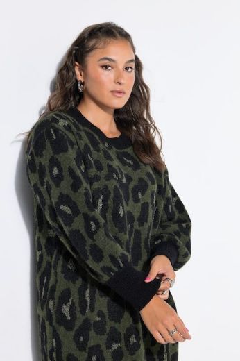 Plus size veliki brojevi Haljina dugih rukava šireg kroja leo uzorka za punije