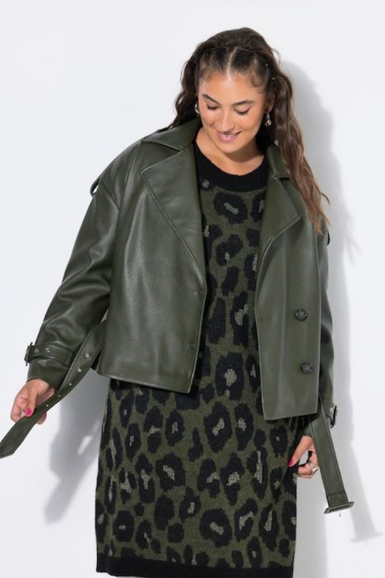 Plus size veliki brojevi Jakna šireg kroja umjetna koža za punije