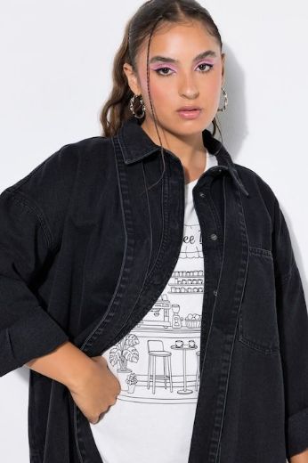 Plus size veliki brojevi Košulja traper šireg kroja dugih rukava za punije