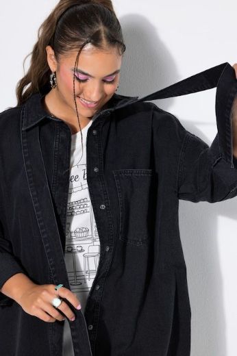Plus size veliki brojevi Košulja traper šireg kroja dugih rukava za punije