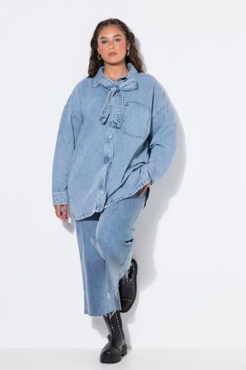 Plus size veliki brojevi Košulja traper šireg kroja dugih rukava za punije