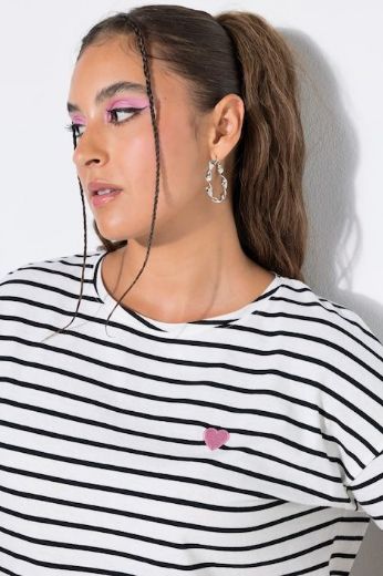 Plus size veliki brojevi Majica kratkih rukava šireg kroja prugasta za punije