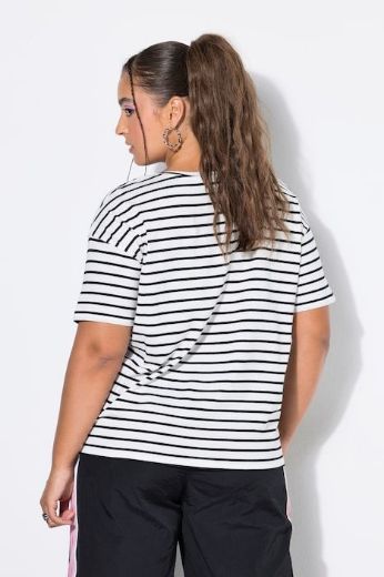 Plus size veliki brojevi Majica kratkih rukava šireg kroja prugasta za punije