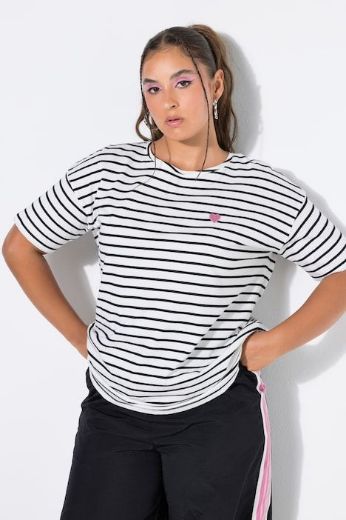 Plus size veliki brojevi Majica kratkih rukava šireg kroja prugasta za punije