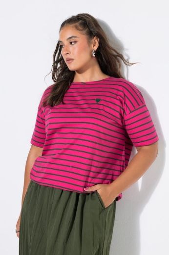 Plus size veliki brojevi Majica kratkih rukava šireg kroja prugasta za punije