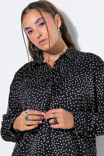 Plus size veliki brojevi Bluza dugih rukava od satena šireg kroja za punije